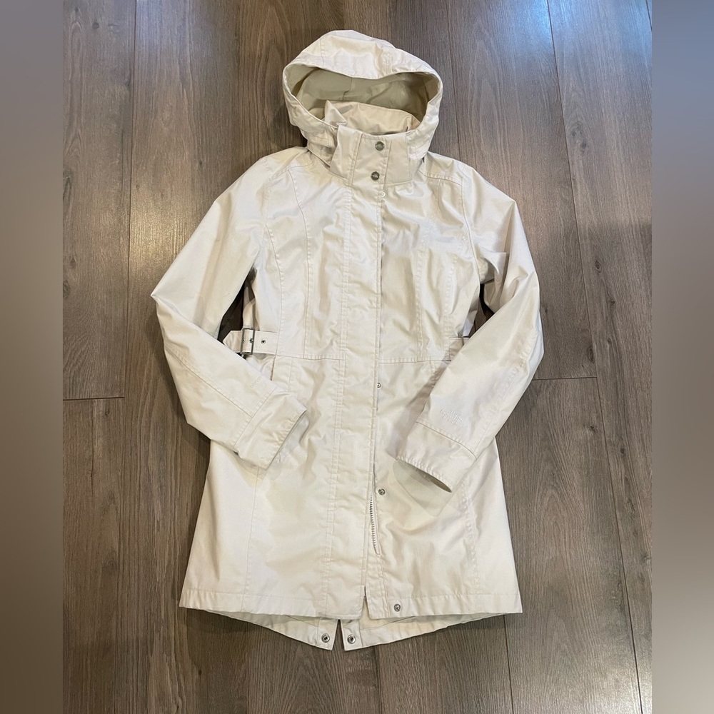 The North Face white trench